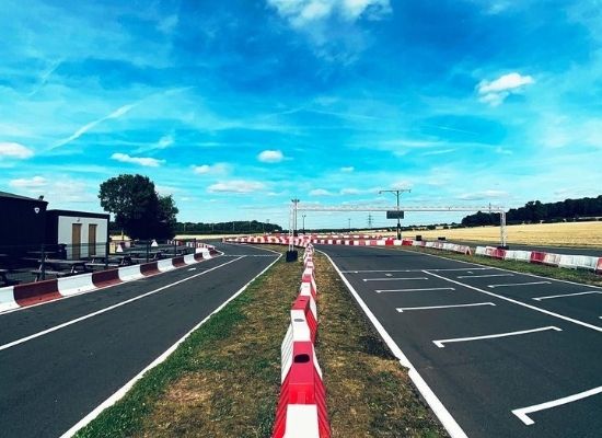 Go-karting in Newark at ELK Motorsport. Outdoor go-kart track.